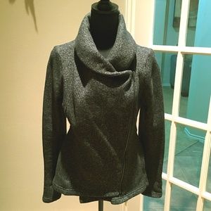 Sebby - Asymmetrical Zip Fleece Moto Jacket